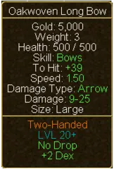 Oakwoven Long Bow (tooltip)