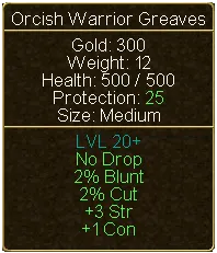 Orcish Warrior Greaves (tooltip)