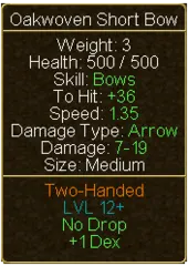 Oakwoven Short Bow (tooltip)
