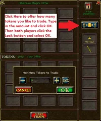 Trading with another player at a table
