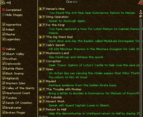 The quest log